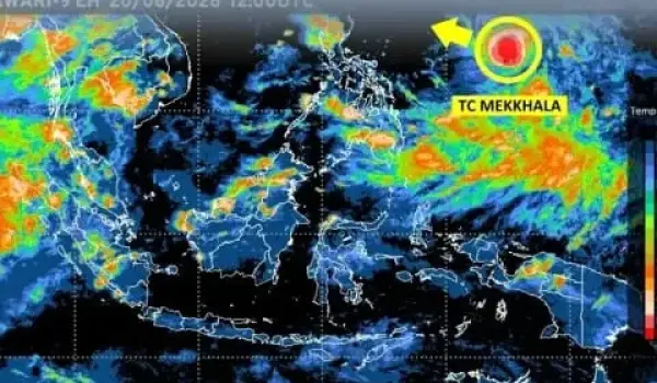 BMKG mendeteksi keberadaan Siklon Tropis Mekkhala di Samudra Pasifik timur Filipina, yang menjadi salah satu faktor utama pemicu peningkatan potensi hujan di sejumlah wilayah Indonesia pada Minggu (21/6/2026).