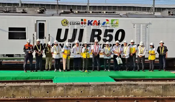Seremoni proses uji coba biodiesel B50 sebagai bahan bakar kereta api. (/Arief)