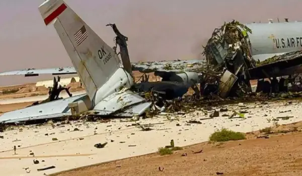 Pesawat militer AS hancur diserang Iran di Prince Sultan Air Base, Arab Saudi.