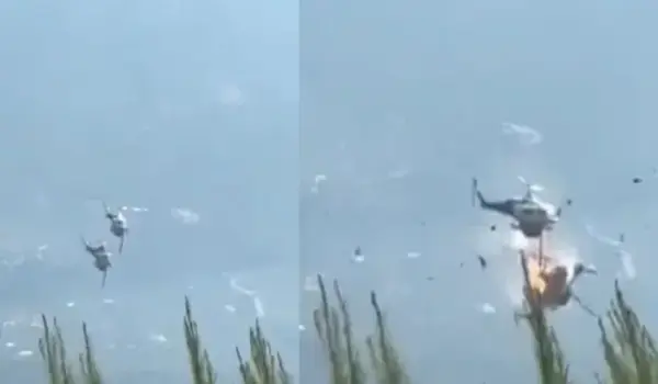 Dua helikopter bertabrakan di udara saat padamkan kebakaran hutan di Yunani.