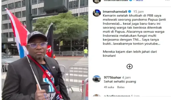 Demonstran pro-separatis Papua beraksi di New York, Amerika Serikat.