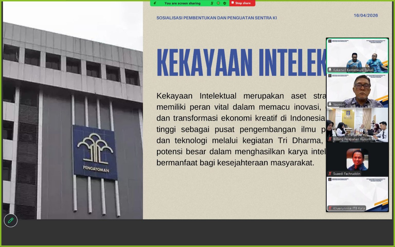 Kemenkum Sulsel Perkuat Ekosistem Kekayaan Intelektual Melalui Pembentukan Sentra KI di Kampus