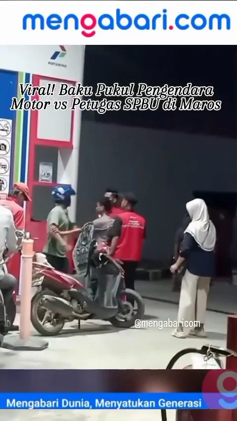 Viral, Baku Pukul Pengendara Motor vs Petugas SPBU di Maros